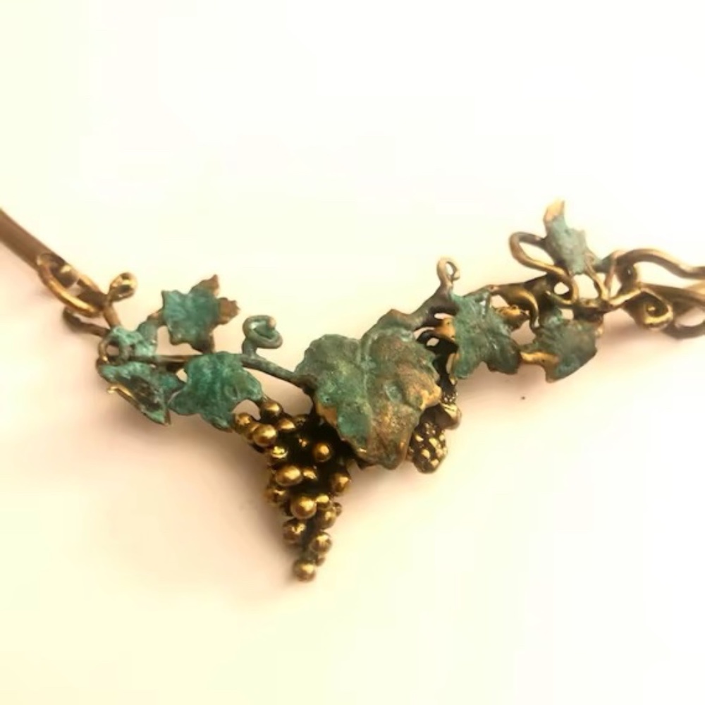 Brutalist Richard Kaish Bronze Grape Vine Choker Collar Sculptural Necklace